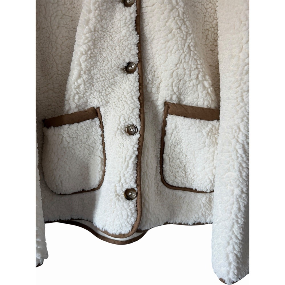 J Crew Faux Sherpa Barn Jacket Ivory Women's Size Large - Picture 7 of 12
